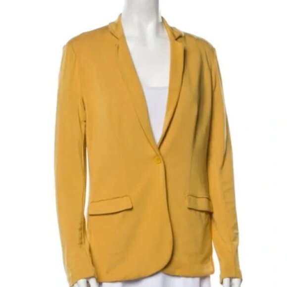 Magaschoni Jackets & Blazers - Magaschoni women's S mustard yellow rayon spandex one button blazer EUC